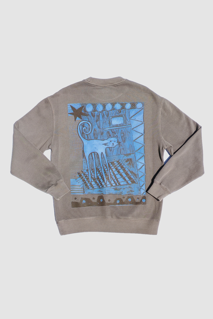 Urban Cat Relaxed Fit Graphic Crew