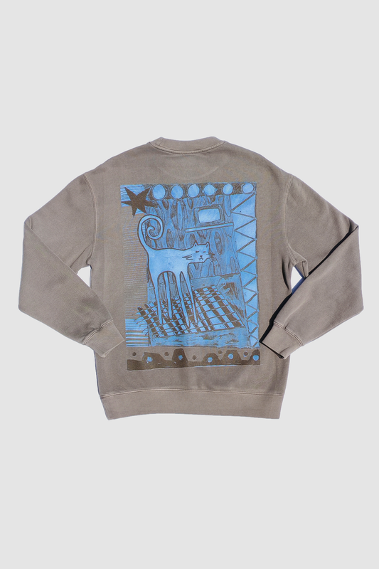 Urban Cat Relaxed Fit Graphic Crew