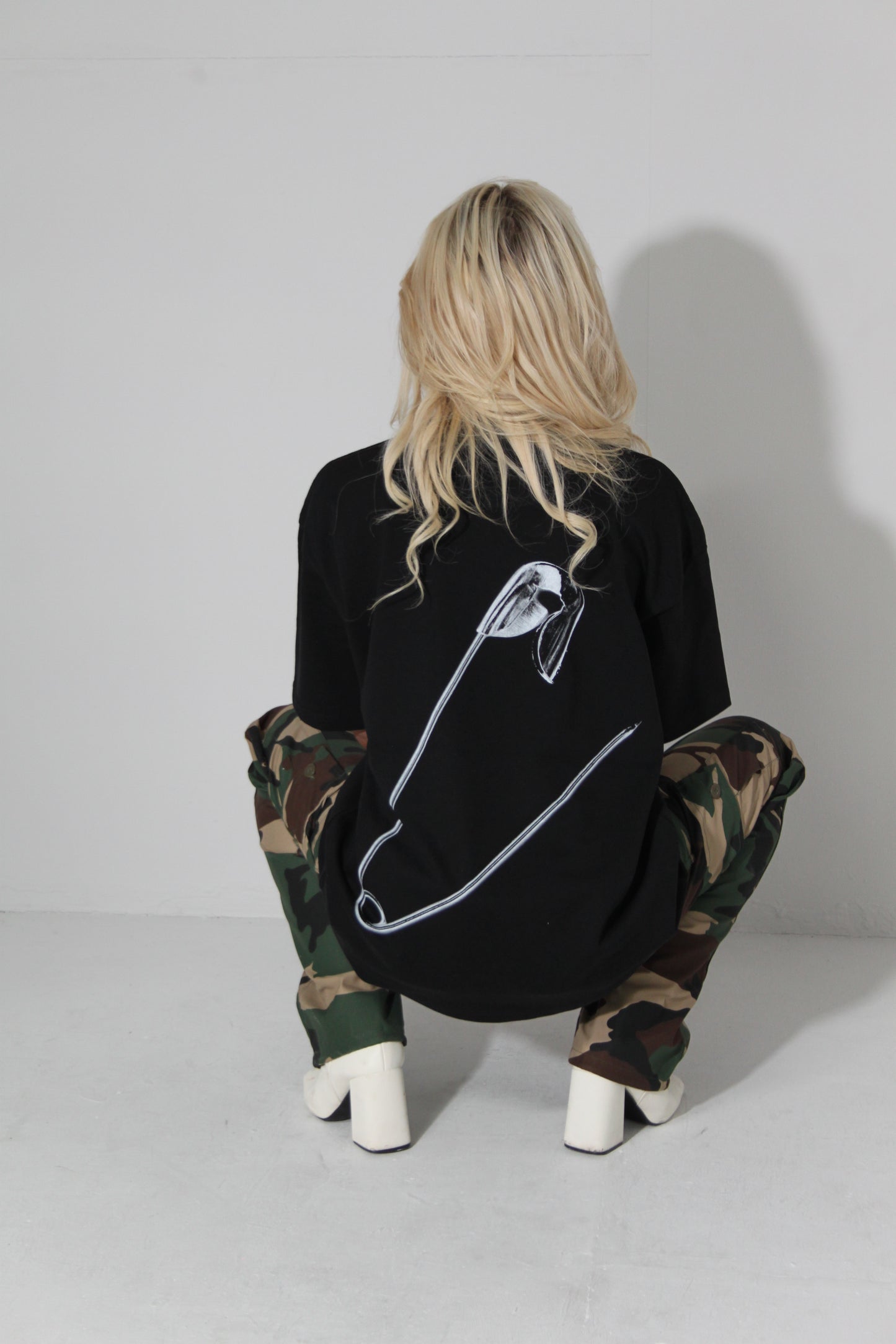 Safety Pin Short Sleeve Oversized Graphic Tee