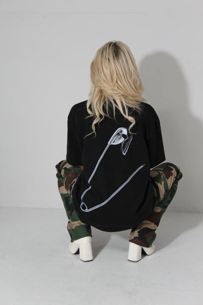 Safety Pin Short Sleeve Oversized Graphic Tee