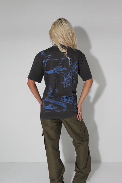 Doodle Short Sleeve Faded Graphic Tee