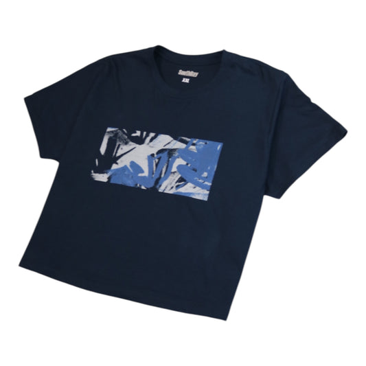 Floral Stamp Crop - Navy